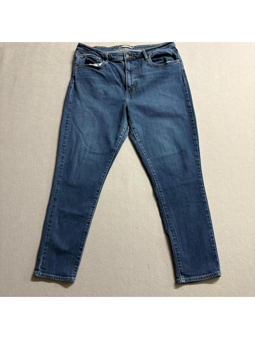 Levis High Rise Skinny Ankle Jeans Womens 33 Blue Denim Stretch Cropped